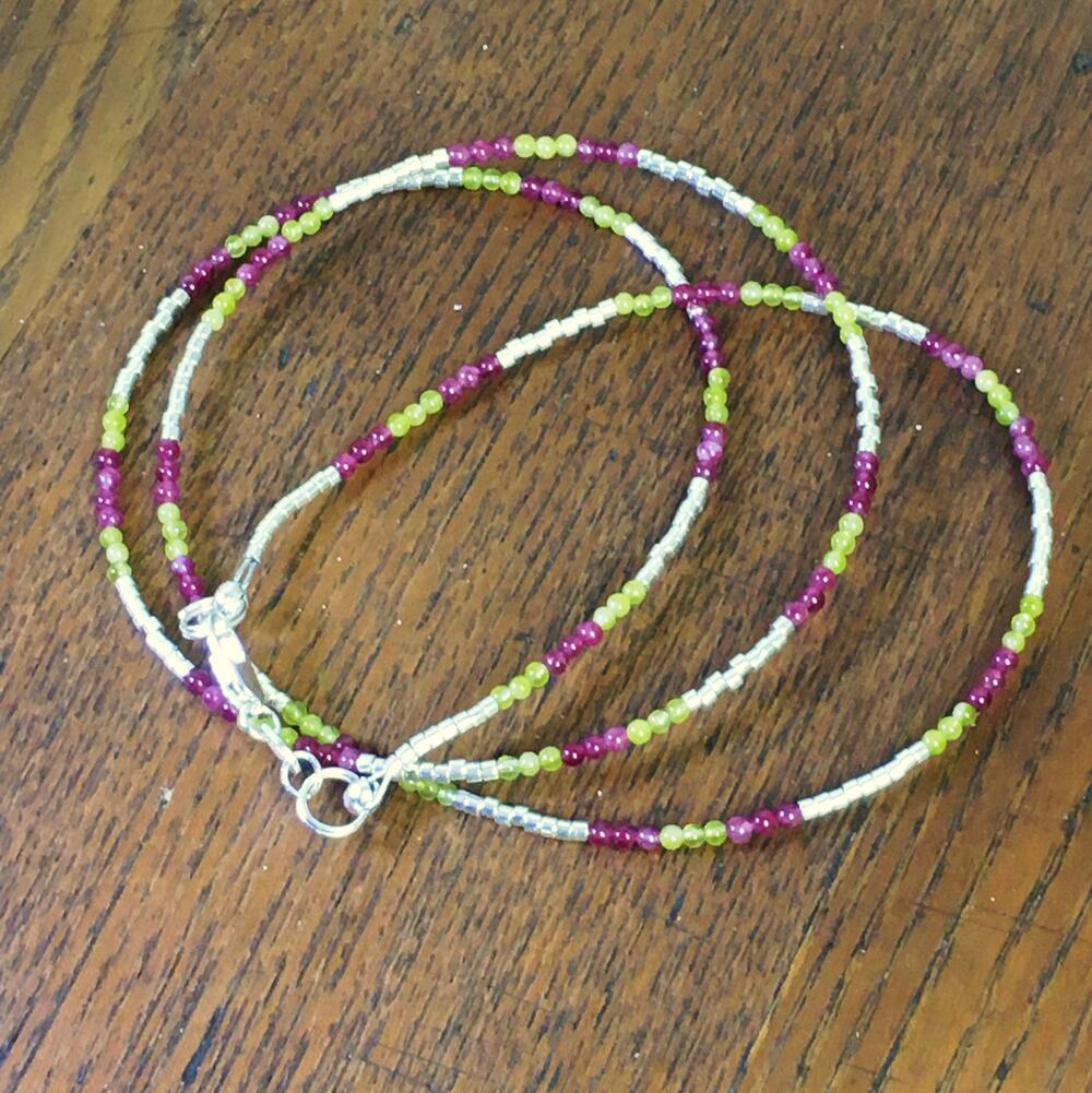 Triple Wrap Jade & Silver Bracelet  Feminine ArtToWear Gemstones Glam